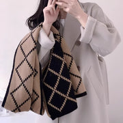 Diamond Plaid Scarf Winter Student Couple Thickened Warm Wool Scarf