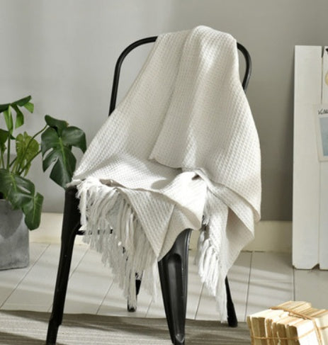 Fringed Knitted Small Blanket Napping Blanket Sofa Blanket