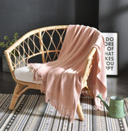 Fringed Knitted Small Blanket Napping Blanket Sofa Blanket