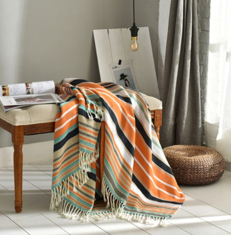 Fringed Knitted Small Blanket Napping Blanket Sofa Blanket