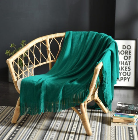 Fringed Knitted Small Blanket Napping Blanket Sofa Blanket