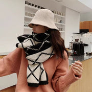 Diamond Plaid Scarf Winter Student Couple Thickened Warm Wool Scarf