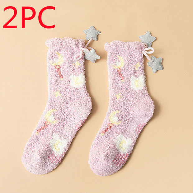 Winter Thick Women's Socks Japanese Sweet Girl Socks Coral Fleece Socks