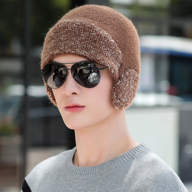 Hat Men's Winter Warm Woolen Hat Thick Knitted Hat