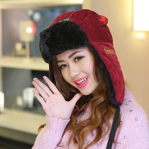 Winter Embroidered Lei Feng Hat