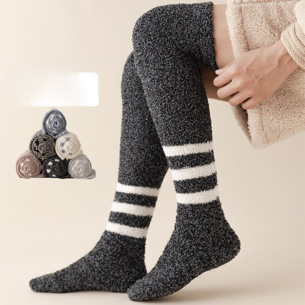 Coral Fleece Socks Men's Knee High Socks Plush Thick Socks