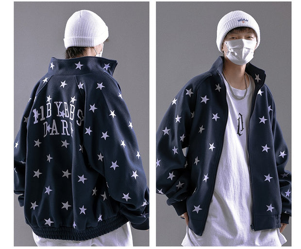 Autumn New Cardigans Star Hoodie Men Loose