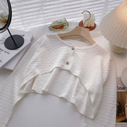 Irregular Short Foldable Tops, Fashionable Long-sleeved Knitted Cardigans