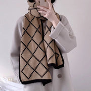 Diamond Plaid Scarf Winter Student Couple Thickened Warm Wool Scarf