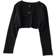 Irregular Short Foldable Tops, Fashionable Long-sleeved Knitted Cardigans